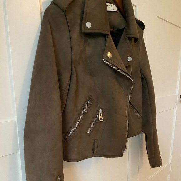 Suede Like Bomber Motorcycle Jacket - Picture 3 of 4